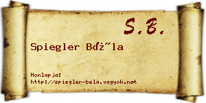 Spiegler Béla névjegykártya